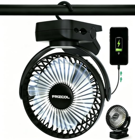 🌬️ Portable Rechargeable Fan & Emergency Light ⚡ Stay Cool & Safe Anywhere!